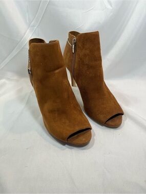 Marc Fisher Peep-Toe Suede Heeled Ankle Booties